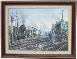 Original painting by A.P. Harris GRA titled Great Western Twilight and has GWR King 4-6-0 6029