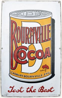 Advertising enamel sign BOURNVILLE COCOA CADBURY BOURNVILLE ENG. In very good condition with some