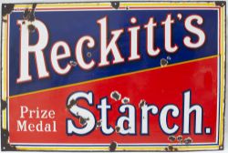 Advertising enamel sign RECKITT'S PRIZE MEDAL STARCH. In good condition with minor chipping,