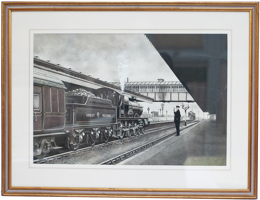 Original painting by Sean Bolan GRA of GWR 4-6-0 2902 Lady Of The Lake at Twyford, painted circa