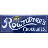 Advertising enamel sign ROWNTREE'S CHOCOLATES MAKERS TO H.M. THE KING. In excellent condition with