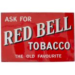 Advertising enamel sign ASK FOR RED BELL TOBACCO THE OLD FAVOURITE. In excellent condition