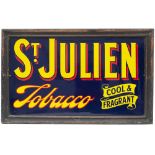 Advertising enamel sign ST JULIEN TOBACCO COOL & FRAGRANT ex Daniels Confectionary Shop