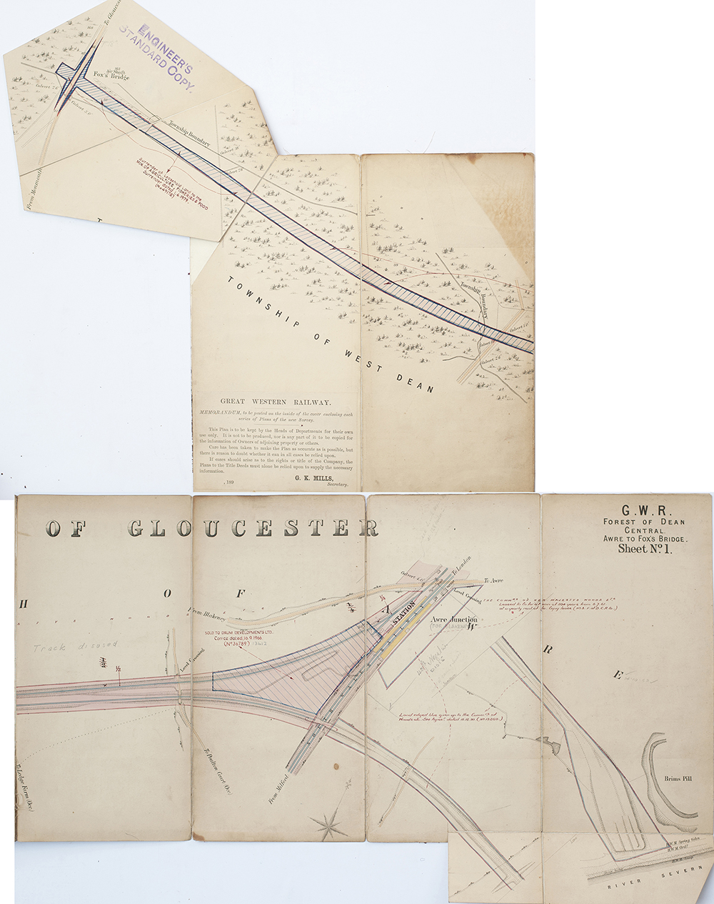 GWR Plans for THE FOREST OF DEAN CENTRAL RAILWAY AWRE TO FOX'S BRIDGE SURVEYED 1882 REVISED 1894. - Image 2 of 2