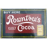 Advertising enamel sign BUY HERE ROWNTREES ELECT COCOA. In very good condition with some restoration