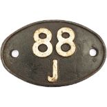 Shedplate 88J Aberdare from September 1960. Face restored with clear Swindon casting marks on the