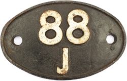 Shedplate 88J Aberdare from September 1960. Face restored with clear Swindon casting marks on the