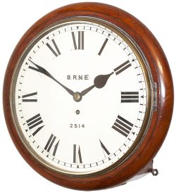 Hull & Barnsley Railway 12 inch mahogany cased fusee railway clock with a rectangular plated chain