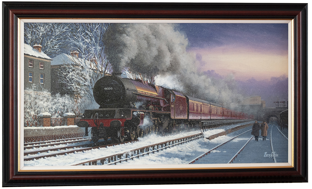 Original painting of LMS pacific 46200 The Princess Royal Climbing Camden Bank North London with