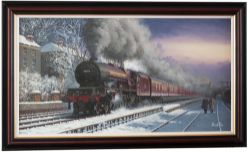 Original painting of LMS pacific 46200 The Princess Royal Climbing Camden Bank North London with