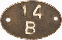 Shedplate 14B Kentish Town 1936-1963. An early LMS plate in as removed condition.