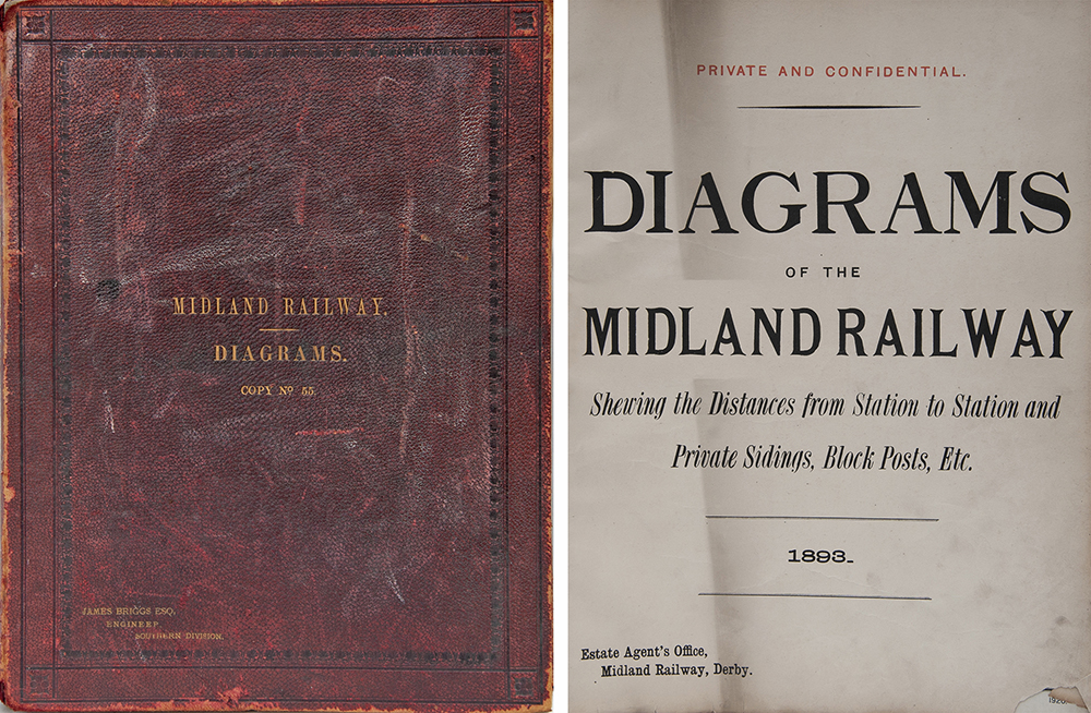 Midland Railway DISTANCE DIAGRAMS Book Copy Number 55 dated 1893 Third Edition. Most maps are