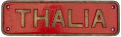 Nameplate THALIA ex 0-4-0 Diesel Mechanical Locomotive built by Robert Stephenson and Hawthorns in