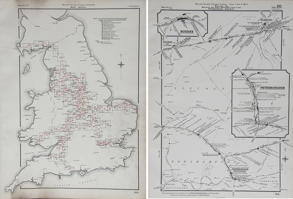 Midland Railway DISTANCE DIAGRAMS Book Copy Number 55 dated 1893 Third Edition. Most maps are - Image 2 of 2