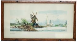 Carriage Print NORFOLK BROADS by Frank H Mason R.I. From the LNER Post-War series issued in 1947. In