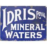 Advertising enamel sign IDRIS ROYAL MINERAL WATERS. In good condition with minor chipping,