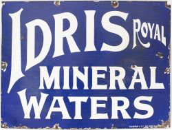 Advertising enamel sign IDRIS ROYAL MINERAL WATERS. In good condition with minor chipping,