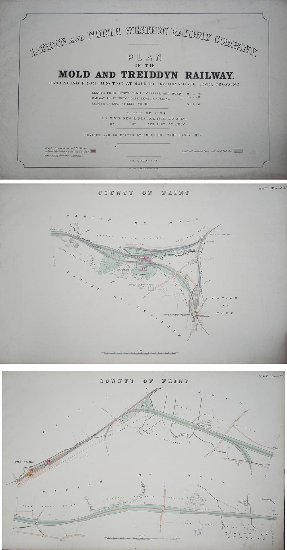 London & North Western Railway Plan for THE MOLD AND TREIDDYN RAILWAY commencing at the junction - Image 2 of 2