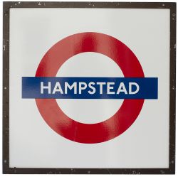 London Underground enamel Target/Bullseye station sign HAMPSTEAD. In excellent condition complete