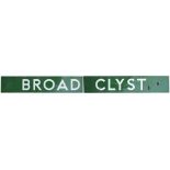 British Railways Southern Region enamel running in board BROAD CLYST. From the former London & South