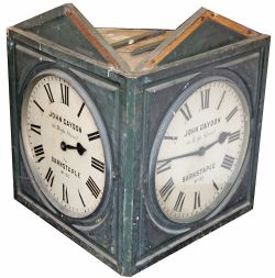 London and South Western Railway 18 inch double dial V shaped wall mounted clock supplied to the