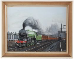 Original Gouache painting of London & North Eastern Railway a3 2547 Doncaster on a pre war express