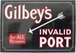 Advertising enamel sign GILBEY'S INVALID PORT. In good condition with minor chipping, measures