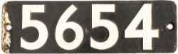 Smokebox numberplate 5654 ex GWR Collett 0-6-2 T built at Swindon in 1926. Allocated to Cardiff