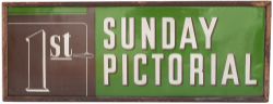 Advertising enamel sign SUNDAY PICTORIAL 1ST. In excellent condition complete with original wooden
