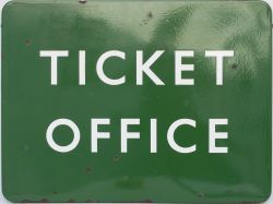 BR(S) FF enamel railway sign TICKET OFFICE. In very good condition with minor face chipping.