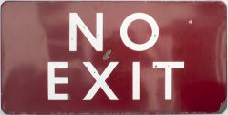 BR(M) FF enamel railway sign NO EXIT. In good condition with some face chipping, measures 36in x