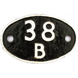 Shedplate 38B Annesley 1950 - 1958. Face restored, not common.