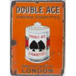 Advertising enamel sign DOUBLE ACE VIRGINIA CIGARETTES ARDATH LONDON. In good condition with some