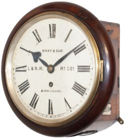 London & North Western Railway 8 inch mahogany cased fusee railway clock with a cast brass bezel and