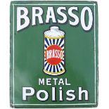 Advertising enamel sign BRASSO METAL POLISH. In very good condition with some restoration to the