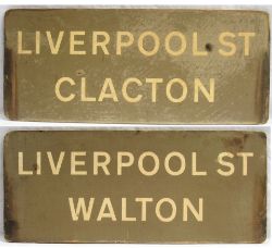 Destination Board. LIVERPOOL ST - CLACTON - WALTON. Ex 309 unit. Measures 21 x 9 in.