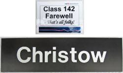 Headboard CHRISTOW as used on the class 142 farewell run on the 27th November 2011 together with a