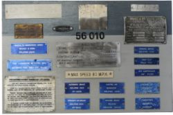 A collection of Diesel Locomotive cab description / operation instruction plates fitted to a