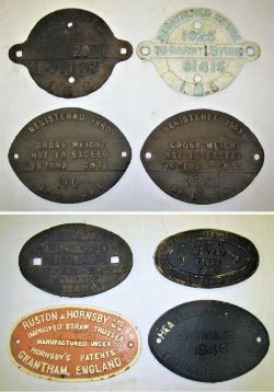 8 x Cast Iron Wagon Plates. HEAD WRIGHTSON & Co LTD 1948. METROPOLITAN CAMMEL MIDLAND WORKS 1937.