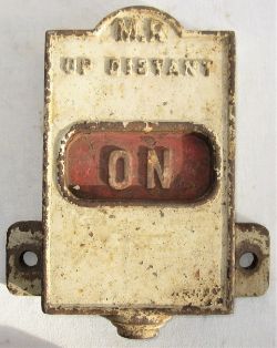 Cast Iron Mechanical Slot Indicator. MR UP DISTANT. Complete with movable ON - OFF indicator.