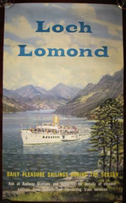 BR(SC) Double Royal Poster. LOCH LOMOND. Trimmed by 4 inches on width. Measures 21in x 40in.