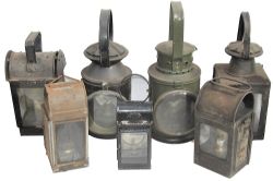 A lot containing 7 x Railway Lamps. Unmarked Army Handlamp. General purpose Handlamp.