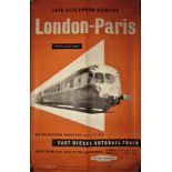 Double Royal Poster. LONDON - PARIS 1st Class. An iconic route even today. Center fold now rolled.