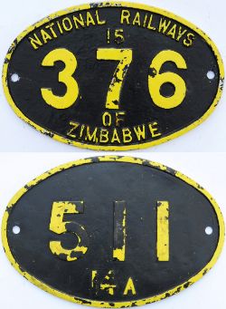 National Railways Of Zimbabwe cast aluminium cabside numberplate 376 15. Together with a cast