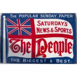 Enamel Advertising Sign. THE PEOPLE (which became The Sunday People). Good restored condition.