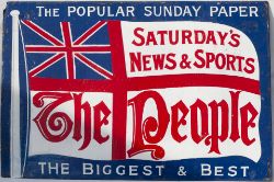 Enamel Advertising Sign. THE PEOPLE (which became The Sunday People). Good restored condition.