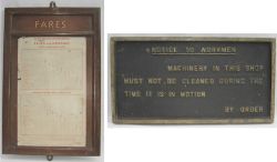 Wooden Notice in original condition. NOTICE TO WORKMEN. MACHINERY IN THIS SHOP MUST NOT BE CLEANED