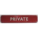 BR(M) FF enamel doorplate PRIVATE. Measures 18in x 3.5 in.