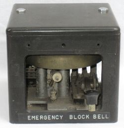 BR Penguin Signal Box Block Bell. Marked with Dyno tape EMERGENCY BLOCK BELL. Ex Shepreth.