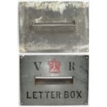 Cast Letter Box Plate VR showing Queen Victoria's Crown. Unusual item and presumably quite rare.